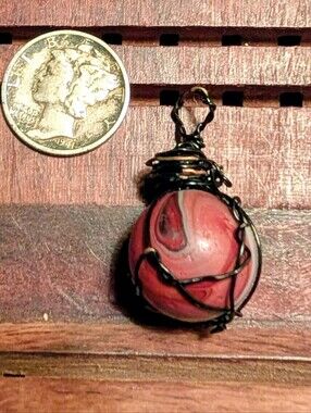 Handcrafted Wire-Wrapped Antique Marble Pendant